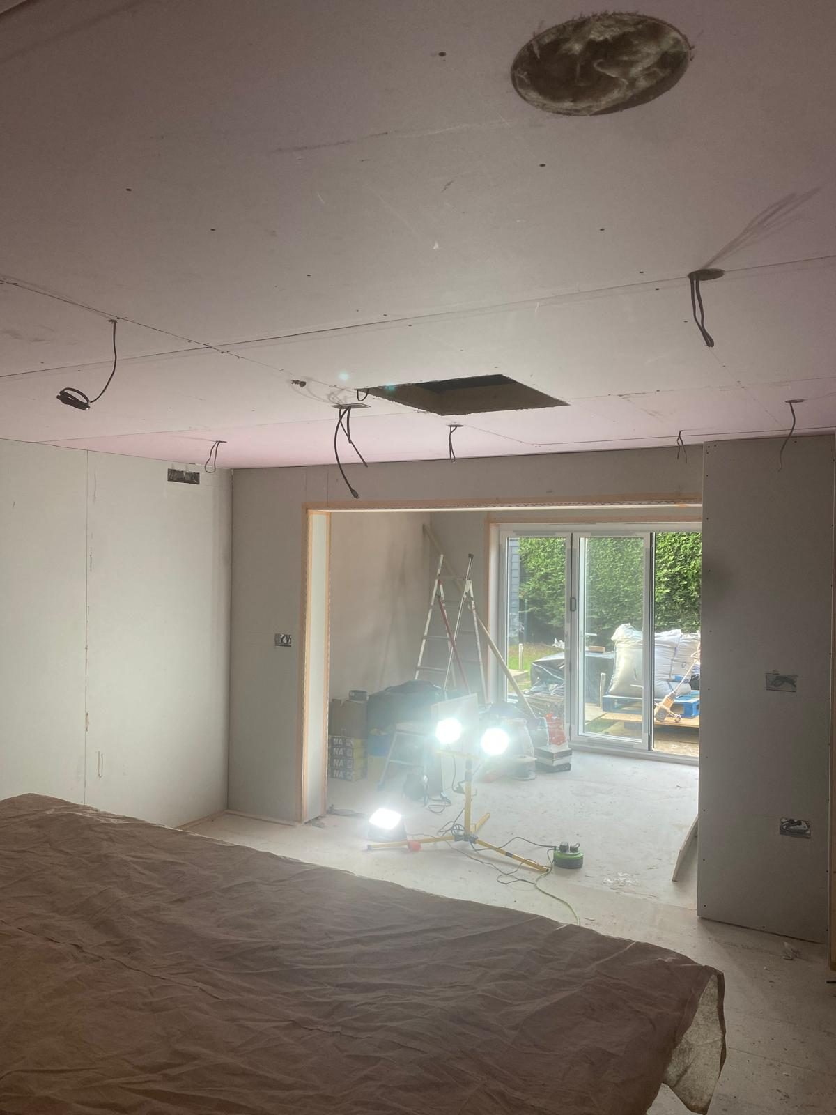 Drylining project with lighting